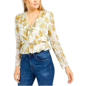 Leyden floral metallic ruffle blouse